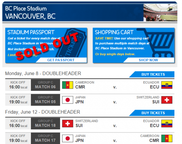 FIFA Women s World Cup Canada 2015   Game Tickets   Schedule   Ticketmaster.ca