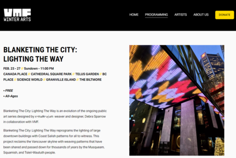 Winter Arts Festival：BLANKETING THE CITY: LIGHTING THE WAY 2024 @ バンクーバー各地