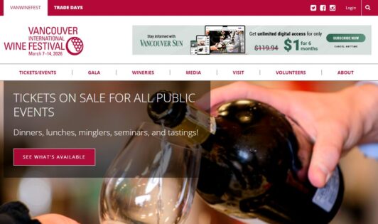 バンクーバー国際ワインフェスティバル(Vancouver International Wine Festival)2026 @ Vancouver Convention Centre East など